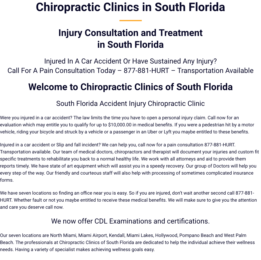 Chiropractic Clinics in South Florida